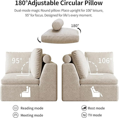OTSLTSOO Cloud Couch Loveseat, 79" Boneless Deep Seat Sofa with Ottoman, 2-Seater Modular Ergonomic Couch for Living Room, Memory Foam Comfy Sofa No Assembly Required (Beige,1 Ottoman)