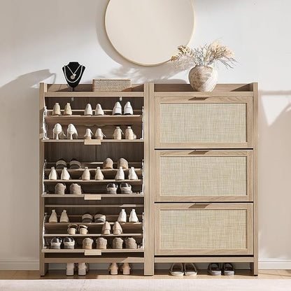 SICOTAS Rattan Shoe Storage Cabinet