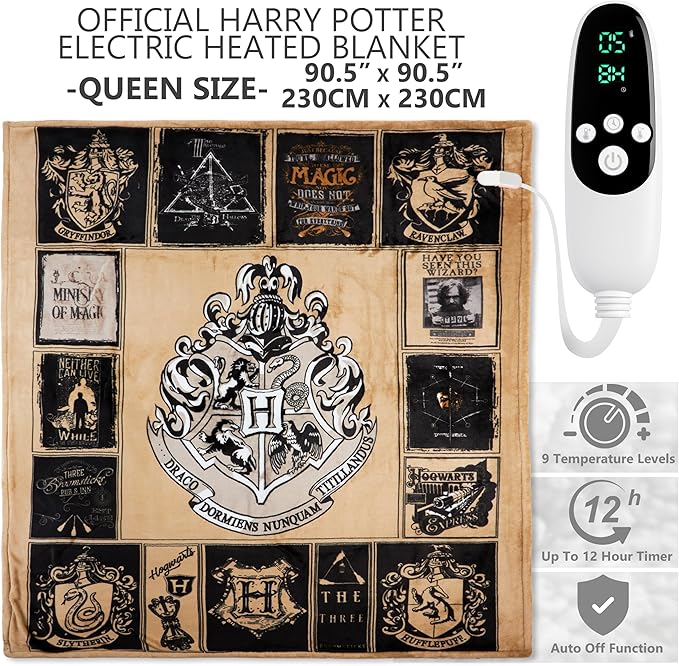 Harry Potter Gifts Heated Blanket Electric, Queen Size Luxurious Fleece