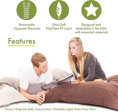Majestic Home Goods Wales Floor Pillow, Gray