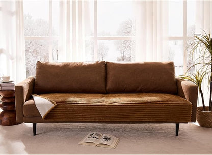 Dual Non-Slip Couch Cover for Dogs Waterproof, Fuzzy Soft Pet Couch Covers for Sofa 3 Cushion, Pet Friendly Soft Dog Bed Covers Sofa Cover Washable (Coconut, 33" x 95" 1 Pack)