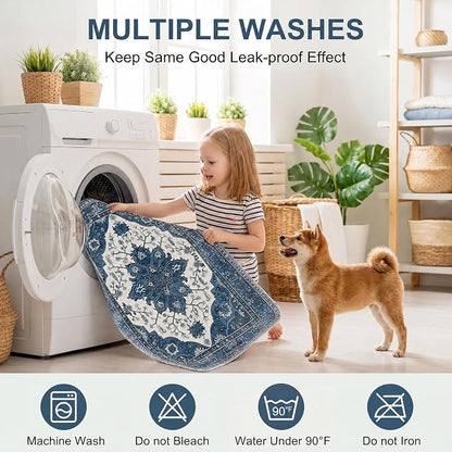 Washable Pee Pads for Dogs,Great Urine Absorbent Reusable Puppy Training Pads,Waterproof,Leak-Proof & Non-Slip Potty Pads for Whelping,Crate,Playpen,Bed.(Dark Navy Floral,54"x54")