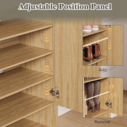 Shoe Cabinet Storage for Entryway, 5 Tier Fluted Shoe Storage Cabinet