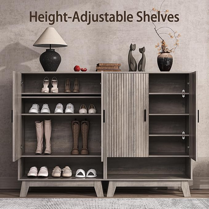 4-Tier Fluted Shoe Cabinet