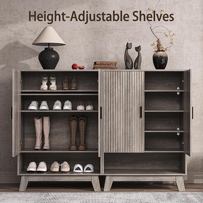 4-Tier Fluted Shoe Cabinet