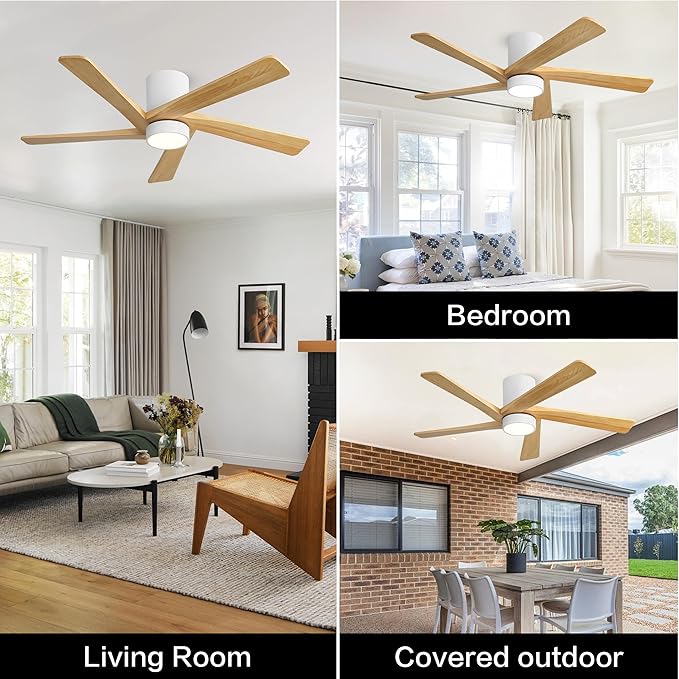 WINGBO 48 Inch Flush Mount DC Ceiling Fan