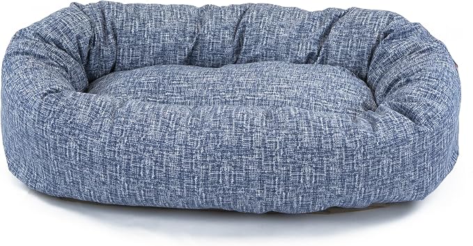 Majestic Pet Bagel Calming Dog Bed, 52 Inch X-Large, Round, Washable, Blue | Cozy Soft Fluffy Donut Pet Bed with Spine Support for Head Rest – Anti-Anxiety Comfort for Puppies & Dogs, 52x35x11 Inches