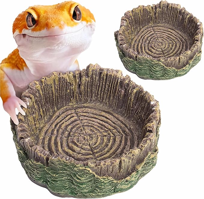 Reptile Water Dish Hermit Crab Food Bowl Small for Tank Feeding 2 Pack