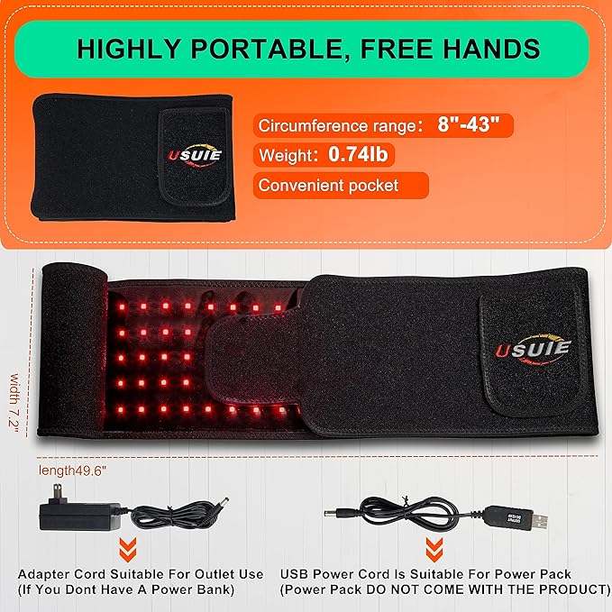 USUIE Red Light Therapy Belt, Infrared Light Therapy Wrap Red Light Therapy