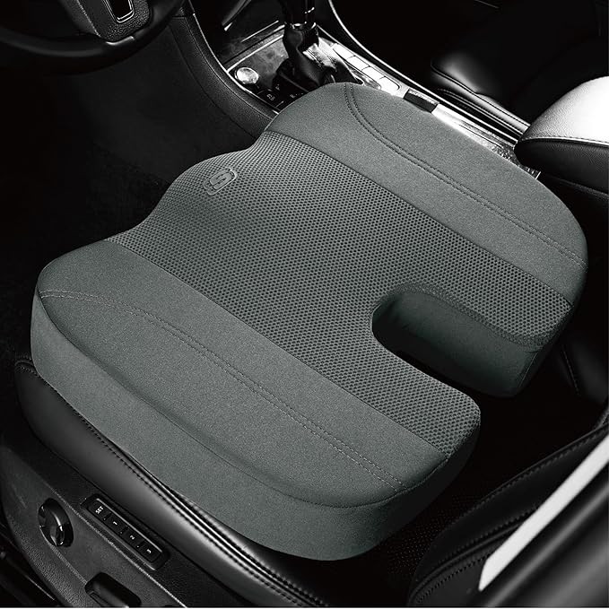Skechers Seat Cushion, Air Cooled Memory Foam Cushion for Office Chair,Ergonomic Office Desk Accessories for Tailbone Pain Relief,Chair Cushions for Long Sitting Office Workers,Car Drivers,Gray