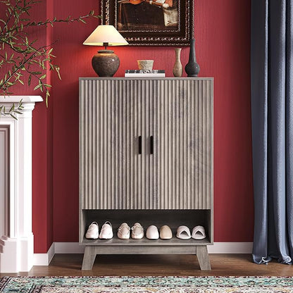 4-Tier Fluted Shoe Cabinet