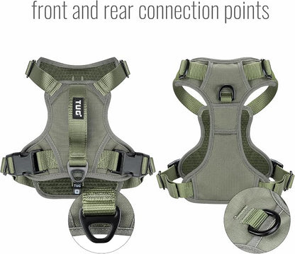 TUG No-Pull Dog Harness, 2 Leash Clips + Padded Handle (Medium, Green) | Water-Resistant Padded Interior | No-Pull Front Clip | Padded Back Handle | Adjustable Straps