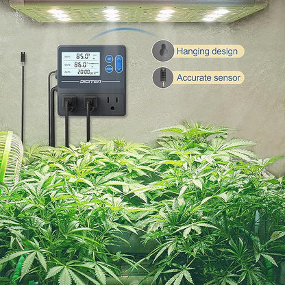 Digital Temperature Humidity Controller Pre-Wired Outlets