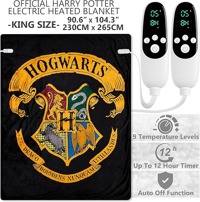 Harry Potter Gifts Heated Blanket Electric, King Size Luxurious Soft Fleece
