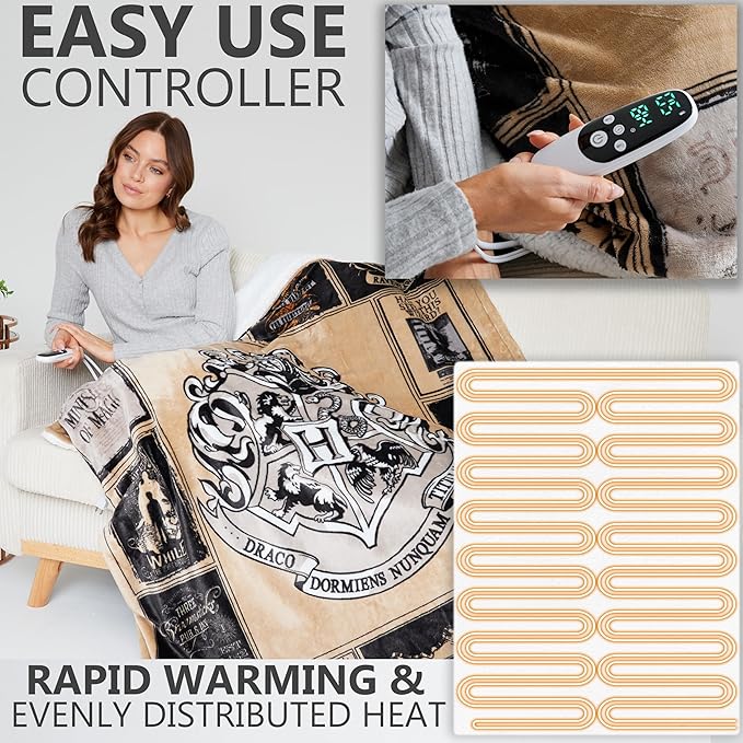 Harry Potter Gifts Heated Blanket Electric, Luxurious Soft Fleece Throw