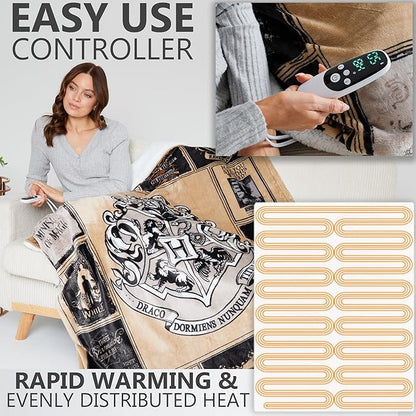 Harry Potter Gifts Heated Blanket Electric, Luxurious Soft Fleece Throw