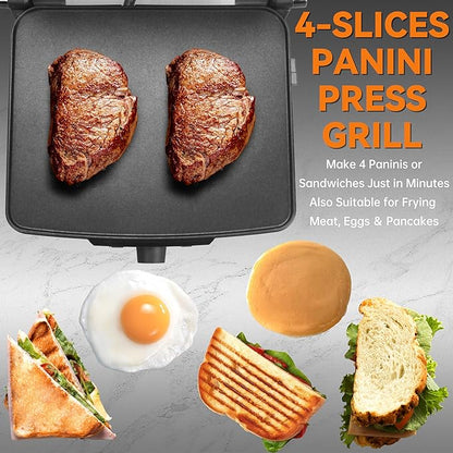 Baker's Friend Panini Press Electric Griddle, Panini Grill Press Sandwich Maker