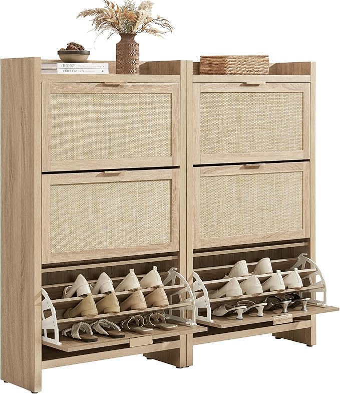 SICOTAS Rattan Shoe Storage Cabinet