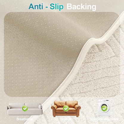 Turquoize Waterproof Couch Armrest Covers for Sofa Non-Slip Fuzzy Couch Arm Covers Set of 2 Washable Thick Soft Recliner Chair Arm Cover Protector Cover (Beige, 23" x 23" 2 Pack)