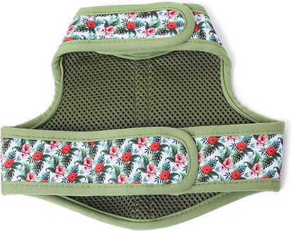 Mile High Life Dog Harness, Air Mesh Floral Vest Harness for 20 lbs Small Dogs & Cats, Easy Get on Adjustable Easy Closures Both Neck and Chest(Wild Rose, XS Chest 14"-16")
