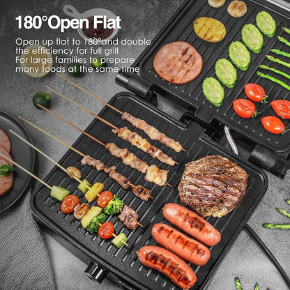 OSTBA Panini Press Grill with Adjustable Temperature, 4-Slice Indoor Grill
