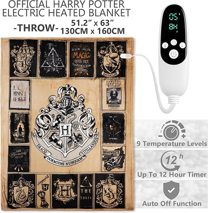 Harry Potter Gifts Heated Blanket Electric, Luxurious Soft Fleece Throw