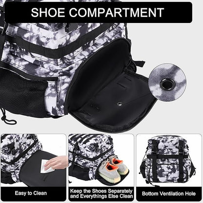 LHI Military Tactical Backpack for Men and Women 45L Army 3 Days Assault Pack Bag Large Rucksack with Shoe Compartment - Blue