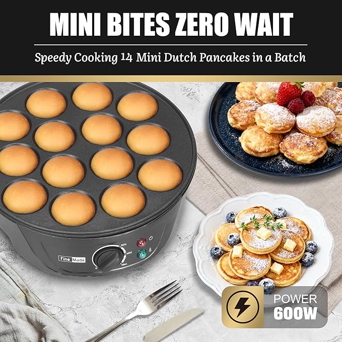 Non Stick Mini Pancakes Maker Machine, Electric Poffertjes Pan