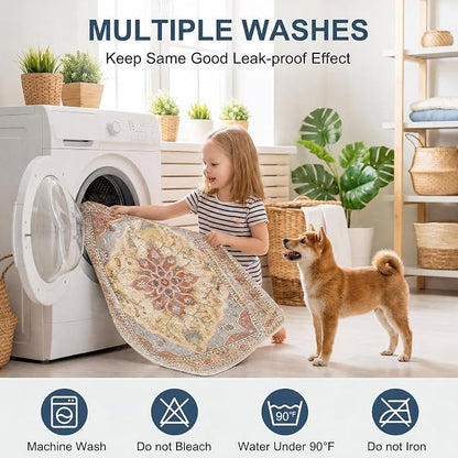 Washable Pee Pads for Dogs,Great Urine Absorbent Reusable Puppy Training Pads,Waterproof,Leak-Proof & Non-Slip Potty Pads for Whelping,Crate,Playpen,Bed.(Orange Amber Floral,72"x72")