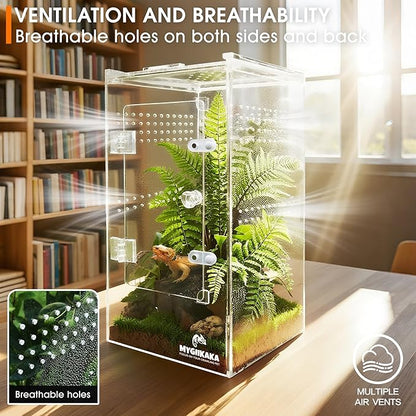 MYGIIKAKA Jumping Spider Enclosure Accessories, Tarantula Spider Box, Bug Cage, Praying Mantis Habitat Enclosure, Snail Insect Terrarium, Caterpillar Habitat (6x6x12 inch)