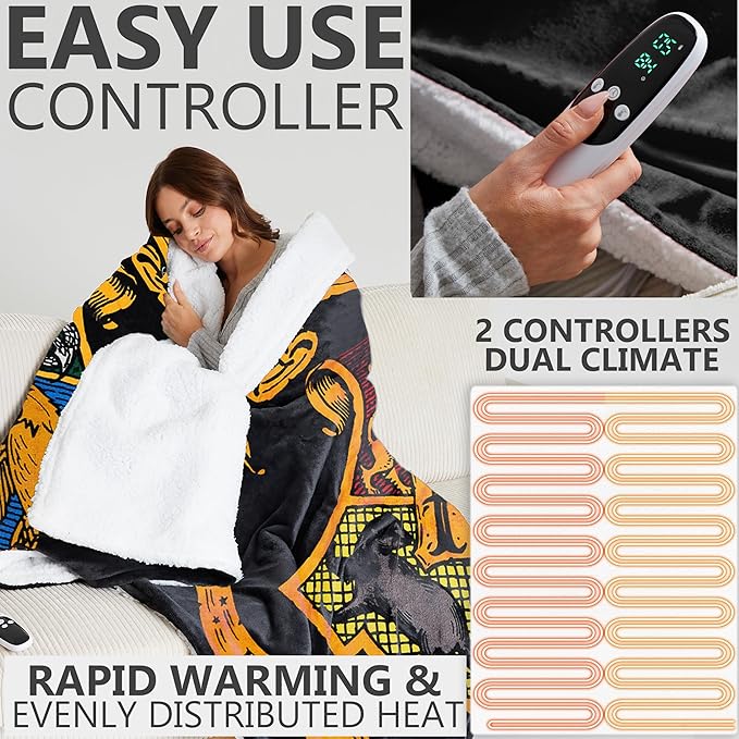 Harry Potter Gifts Heated Blanket Electric, King Size Luxurious Soft Fleece