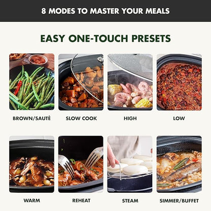 GreenPan Elite 8-in-1 Programmable 6QT Electric Slow Cooker, Dishwasher Safe