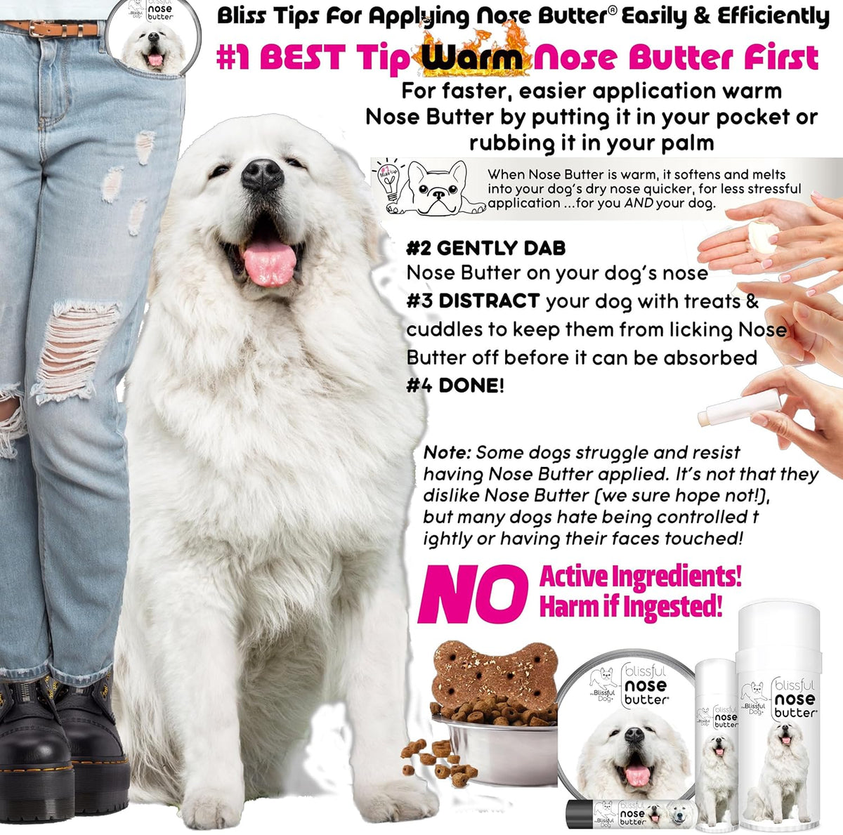 The Blissful Dog Great Pyrenees Unscented Nose Butter, 4-Ounce