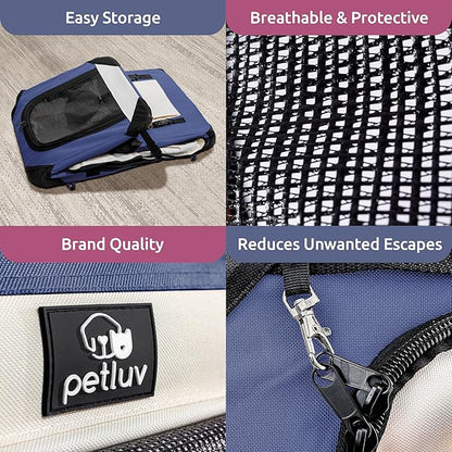Dog & Cat Carrier, Large, Navy | Soft-sided, Fits Large Cat, 2 Cats, or Medium Dog Comfortably, Great for Travel & Vet Visits, Privacy Windows, Removable Bed