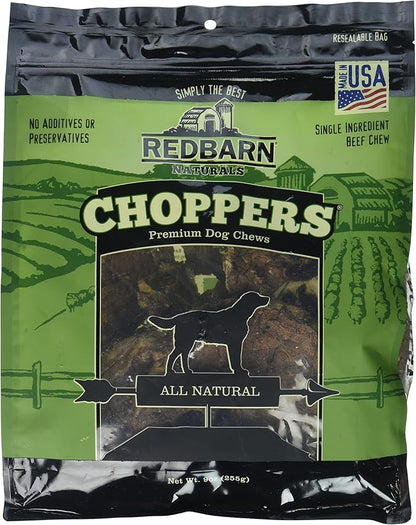 Redbarn Pet Products Natural Choppers Beef Lung Chew Treats for Dogs - Premium Made in USA Rawhide-Free Single Ingredient High Protein Low Fat - 9 oz Bag
