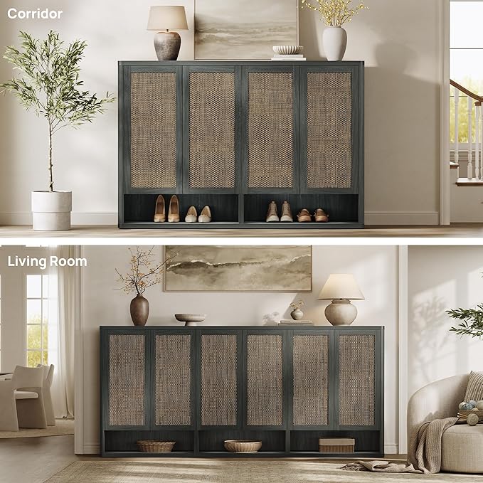 SICOTAS Rattan Shoe Storage Cabinet