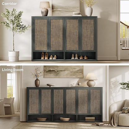 SICOTAS Rattan Shoe Storage Cabinet
