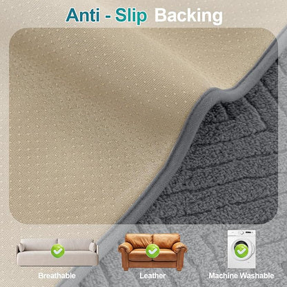 Turquoize Waterproof Couch Cover for Dogs Fuzzy Pet Couch Covers for Sofa Thick Dog Bed Cover Non-Slip Sofa Covers for 3 Cushion Couch Protector Slipcover Pet Friendly (Grey, 36" x 63")