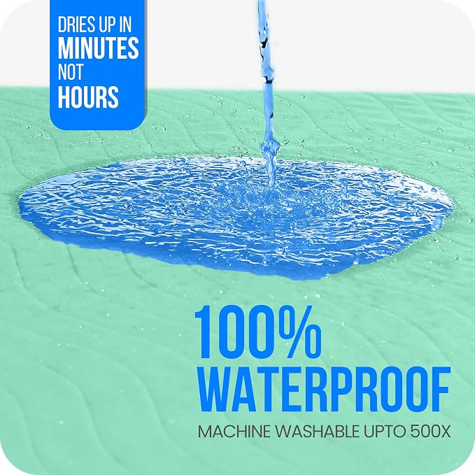 4 Pack Washable Pee Pads for Dogs 34" x 36", Waterproof Dog Training Pads | Reusable Dog Training Pads for Sofa, Incontinence Bed Pads for Adults, Elderly and Kids (Green,Blue) by Utopia Bedding