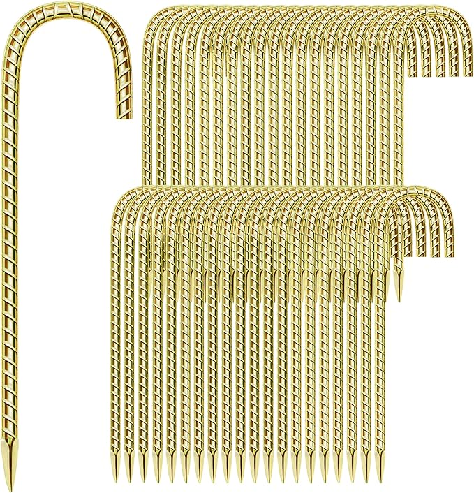 40 Pack 12 Inch Rebar Stakes Anti-Rust Galvanized Steel J Shape Hook Strong Ground Anchors for Tents, Position Kits, Fences, Trampolines Landscape Fabric for Farm Garden