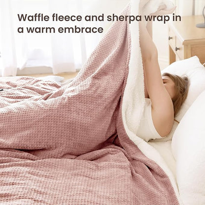 Heated Blanket Electric Blanket Queen Waffle, 84x90 Inches Dual Controllers