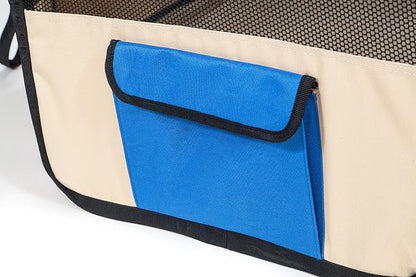 Pawer 36”×18.5” 8-Panel Foldable Pet Playpen, for Small Medium Cat/Dog/Puppy, Blue+Beige, 600D Oxford Cloth Portable Indoor & Outdoor Kennel with Carry Bag, Multiple Sizes & Colors Available