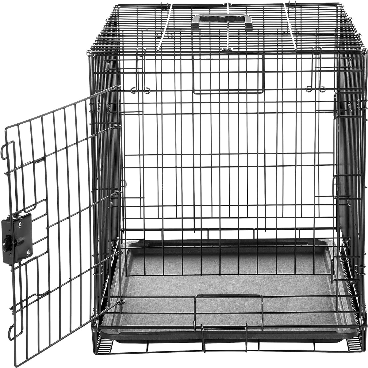 Amazon Basics Durable, Foldable Metal Wire Dog Crate with Tray, Single Door, 30 x 19 x 21 in, Black