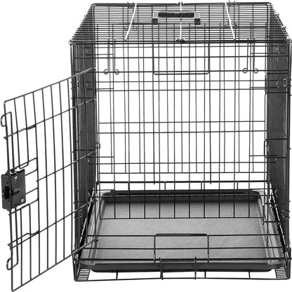 Amazon Basics Durable, Foldable Metal Wire Dog Crate with Tray, Single Door, 30 x 19 x 21 in, Black