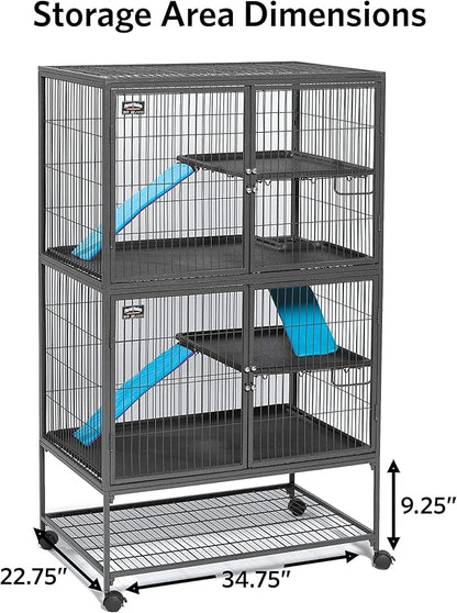 MidWest Homes for Pets Ferret Nation Double Unit Small Animal Cage, 4 Tiers, Includes Pans, Shelves, Ramps & Covers, for Ferrets & Small Animals