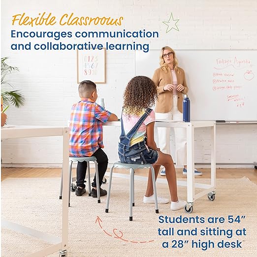 ECR4Kids Daisy Stackable Stool Set, Flexible Seating, Light Grey, 8-Piece