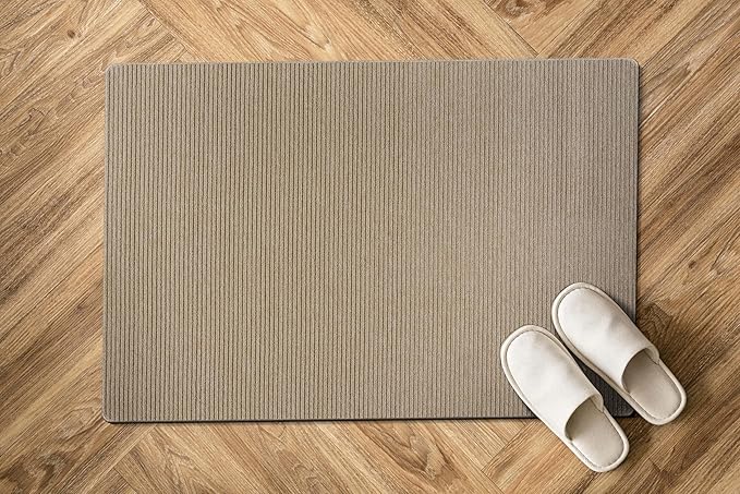 Non Slip Beige Solid Rubber Back Thing Landing Mat for Staircase 3x3 for Entryway, Rug for Bathroom, Stain Resistant Easy Cleaning Non Shedding Carpet Beige 3 x 3