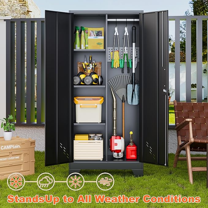 Storage Cabinet 61" H, Metal Outdoor Sheds
