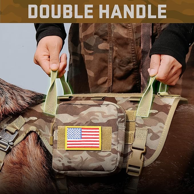 Forestpaw Dog Harness Medium Sized,Tactical Dog Harness with Handle,No Pull Military Style Service Dog Vest with Pockets Adjustable for Medium Large Dogs,Camouflage Brown,Chest 15.5-25.5"