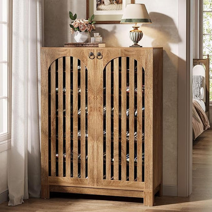 Tribesigns Shoe Cabinet with Slatted Doors, 6-Tier Entryway Shoe Storage Rack
